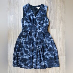 Coldwater Creek Black White Ethereal Babydoll Dress Sz 8P Wedding Guest Tie Dye